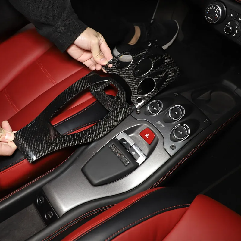 

For Ferrari 458 2011-2016 Real Carbon Fiberr Car Center Console Gear Shift Panel Decoration Stickers Car Interior Accessories