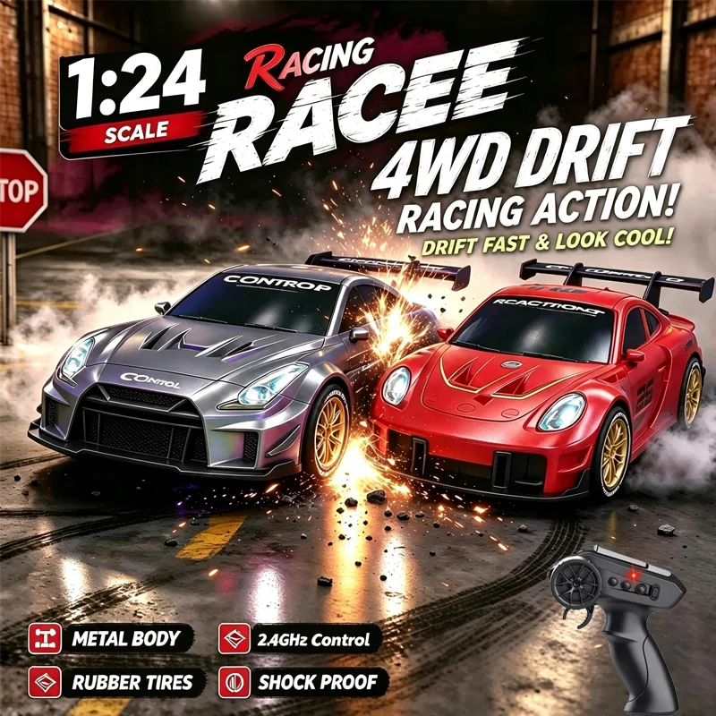 NEW Supertourer 1/24 Q228 4WD Drift RC Car LED Headlight 2.4Ghz Wireless Control Remote Control Vehicle Racing Toy For Boys Gift