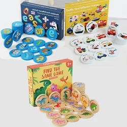 Kids Educational Wooden Memory Game Dinosaur Traffic Cognitive Baby Memory Chess Toy Kids Focus Training Wooden Educational Toys