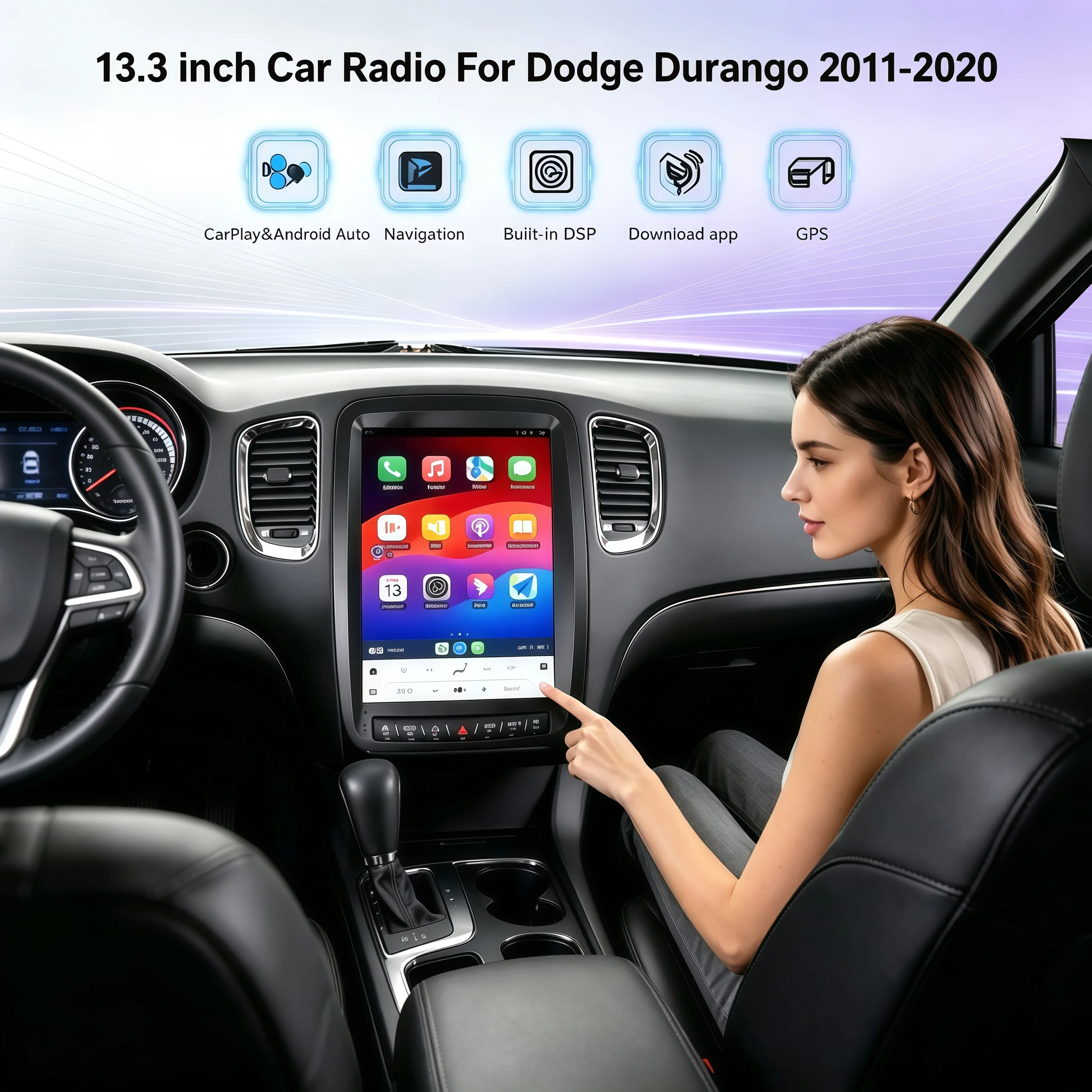 Multimedia Android Bluetooth 5.0 4G wifi radio For Dodge Durango 2011-2020 Radio Carplay Touch Screen GPS Navigation DSP Stereo