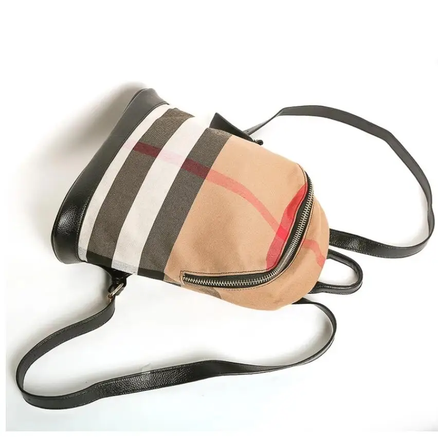 Women Large Capacity Backpack Purses Plaid Hit Canvas Female Vintage Bag School Bags Travel Bagpack Ladies Bookbag Rucksack