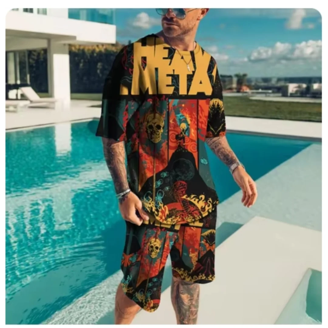

T-shirt Shorts Suits Fashion High Quality Short Sleeve 3d Print Oversized Men Tracksuits Pullover Male 2 Piece Streetwear Sets