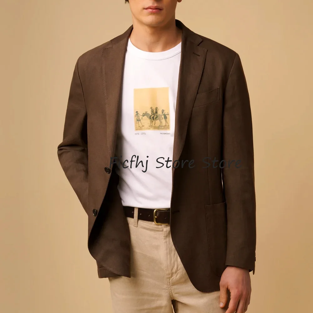 

Мужские пиджаки с двумя пуговицами, модный костюм, топ, льняные костюмы, мужская куртка, повседневные деловые костюмы, куртки, элегантный пиджак, одежда