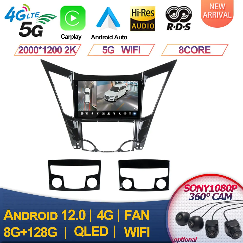 

For Hyundai Sonata 6 YF 2009 - 2014 QLED 1280*720 Android 13 DSP 8+128G Car Multimedia Radio player GPS Navi DVR