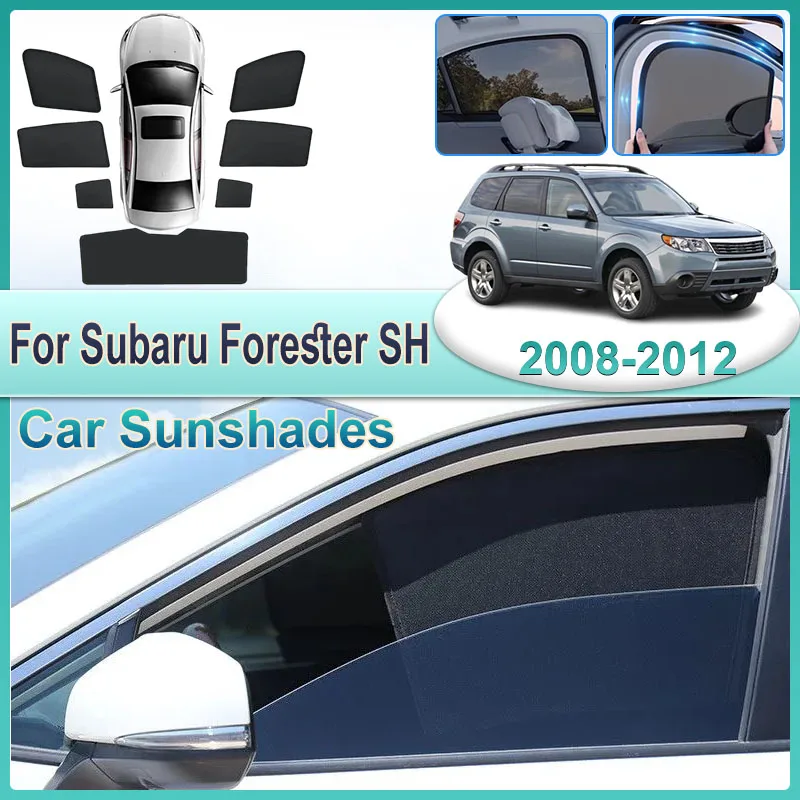 

Для Subaru Forester (SH MK3) 2008-2012: Полный комплект магнитных сетчатых солнцезащитных шторок на боковые окна, защита от УФ-лучей, автомобильные аксессуары