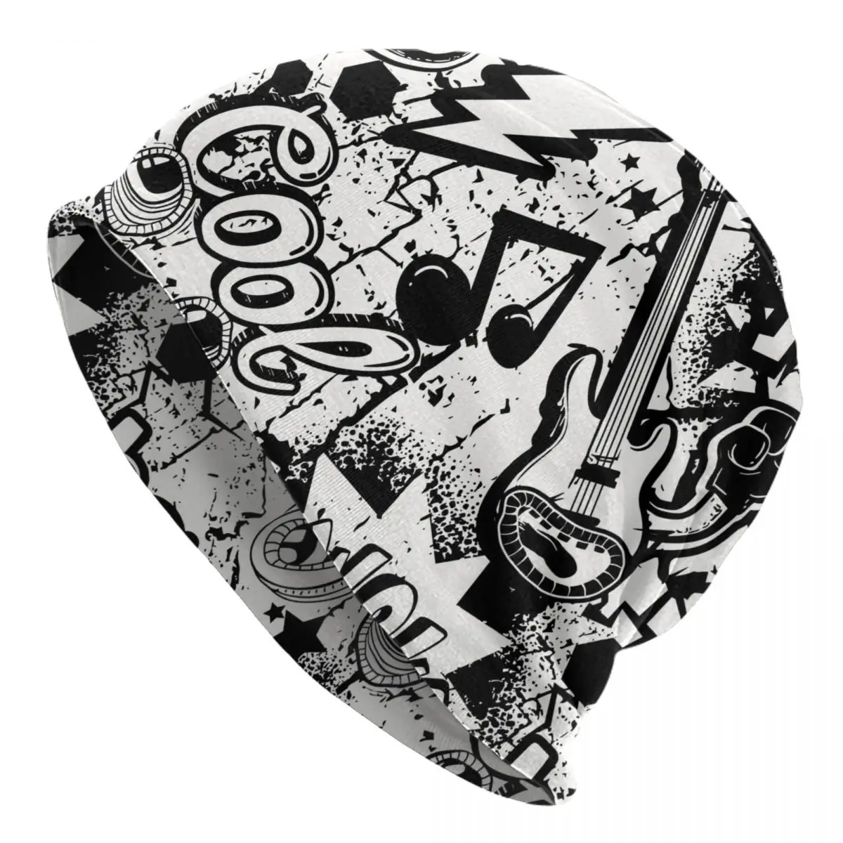 Black And White Comics Graffiti Thin Skullies Beanies Outdoor Caps For Men Women Graffiti Art Pattern Ski Caps Bonnet Hats