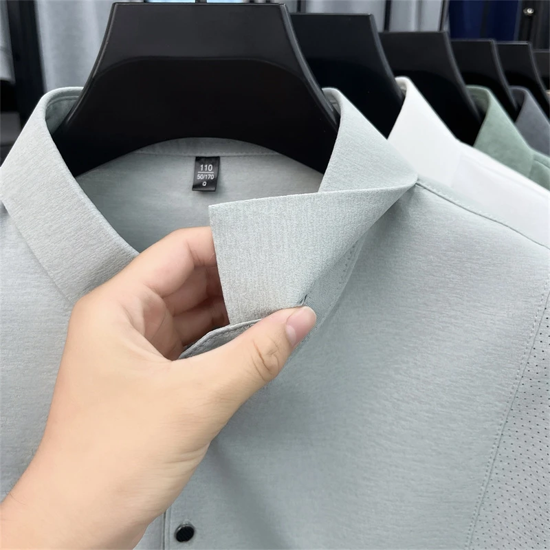 Modetrend Neues Herren-Print-Poloshirt Frühling Herbst Leichtes Hautfreundliches Langarm-T-Shirt Pendler-Herrenbekleidung – Detail 14
