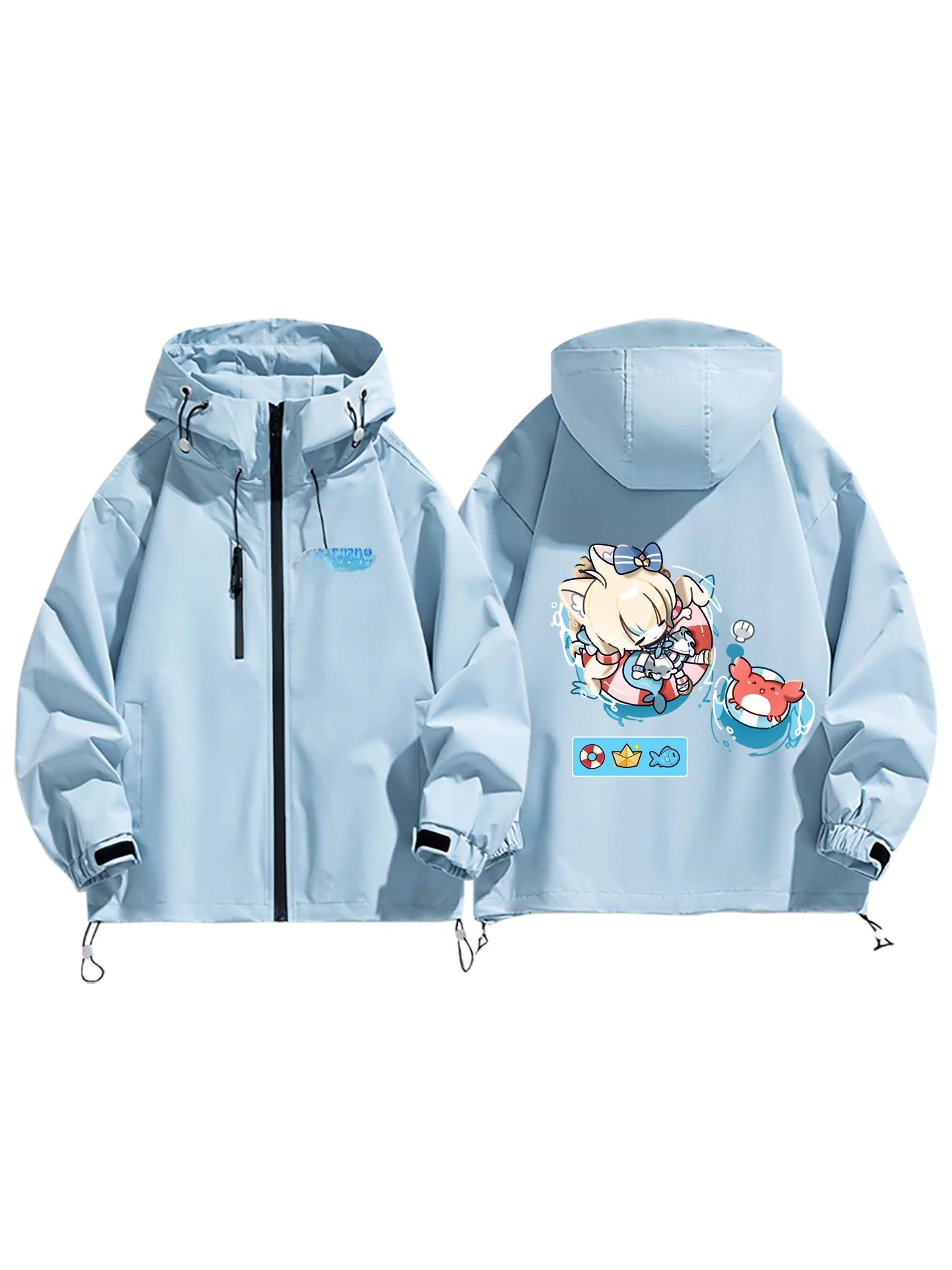 Sameko Saba  ark Vt Second Hand Outer Jaet Windproof Tee-in-One Casual Sle Polyester Fiber Long Sve Zipper ...