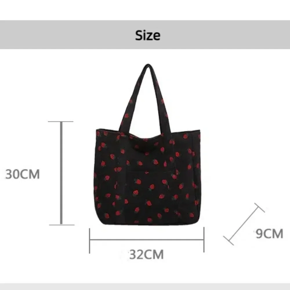 حقيبة يد سروال قصير ذو سعة كبيرة وسحاب سروال قصير على شكل فراولة حقيبة شاطئ بطبعة فراولة #6