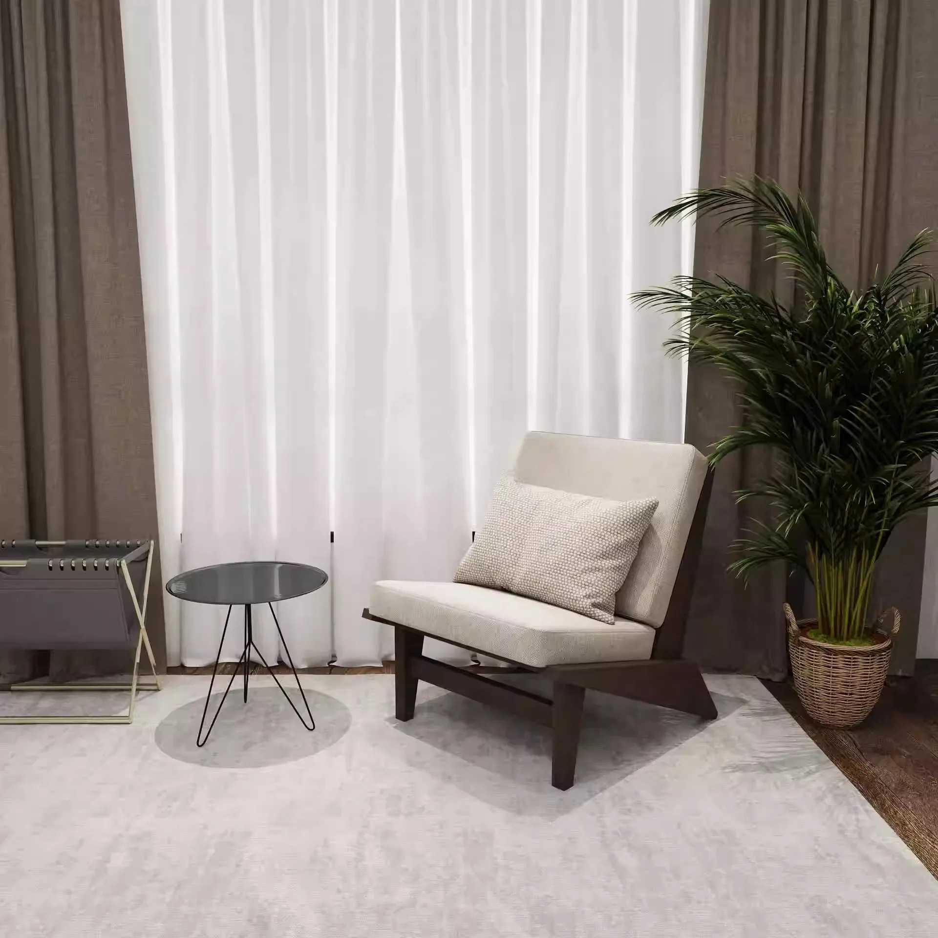 بسيطة، فاخرة خفيفة، قماش، كرسي أريكة، خشب متين، وابي سابي، نورديك #4