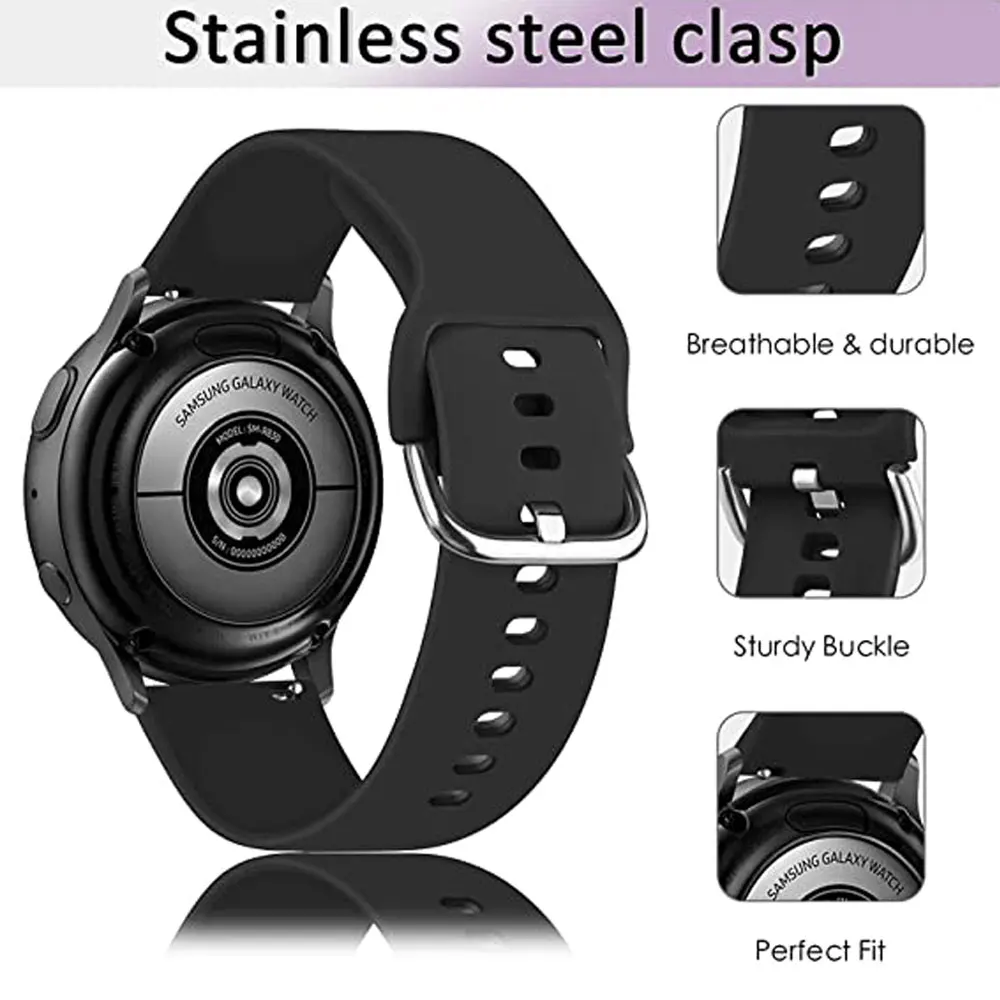 20Mm Dây Đồng Hồ Dành Cho Samsung Galaxy Samsung Galaxy Đồng Hồ Hoạt Động 2 44Mm 40Mm Dây Đeo Silicone Cho Đồng Hồ Huawei Watch GT 2 42Mm/Garmin Venu SQ