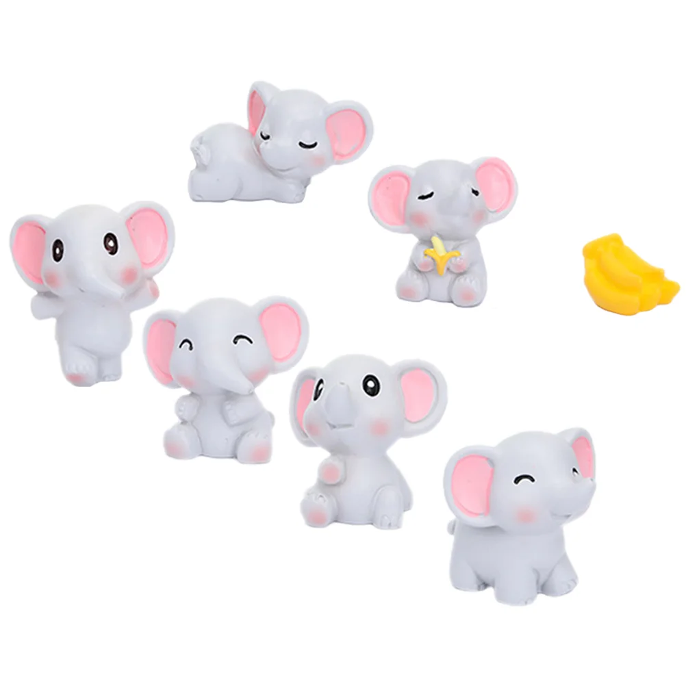 6 Pcs Desktop Elephant Ornament Office Animal Resin Mini Figures for Kids