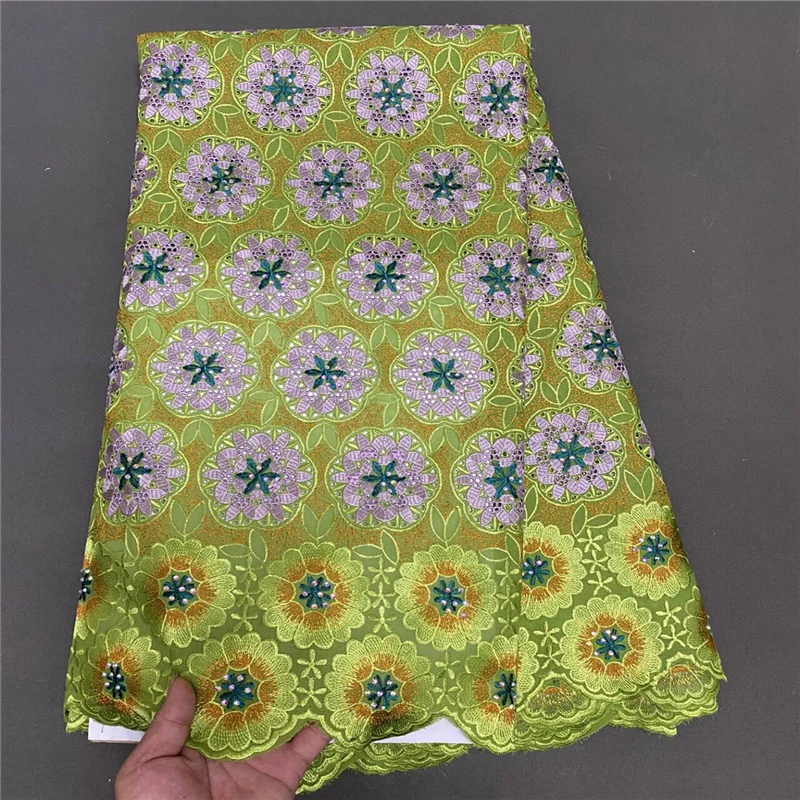 

5 yard high-quality 3D flowers fabric Dry lace embroidery African 100% cotton fabrics Swiss voile lace Dubai style PSJF101401