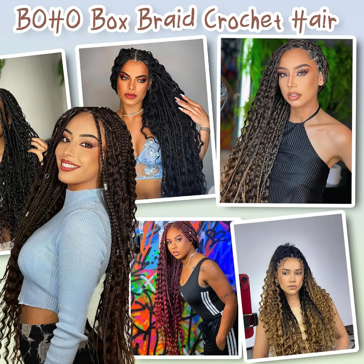 Boho Box Braids Вязаные крючком волосы 18/24 дюйма 1/8 упаковок Goddess Box Braids Вязаные крючком волосы с вьющимися концами Предварительно закрученные богемные синтетические волосы