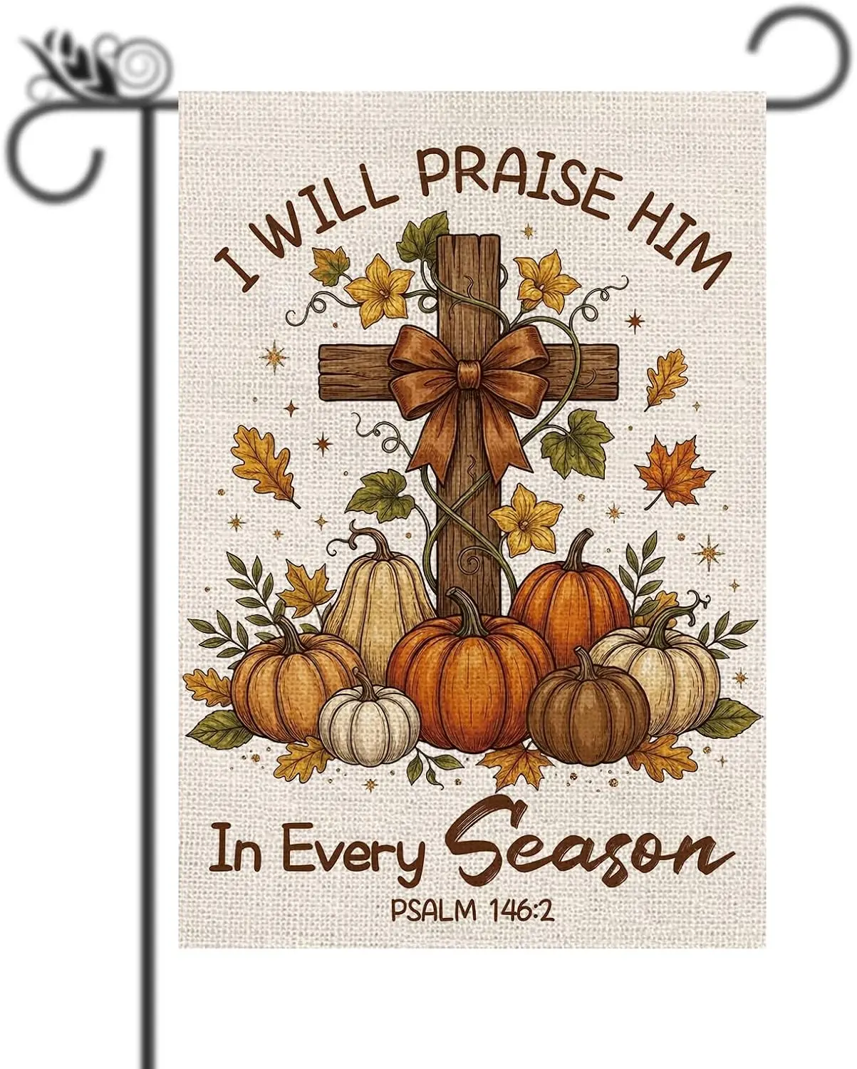 Christian Fall Decor - Fall Christian Cross Garden Flag Pumpkin Double Sided Outside Irregular Vertical Rustic Autumn Season aaz