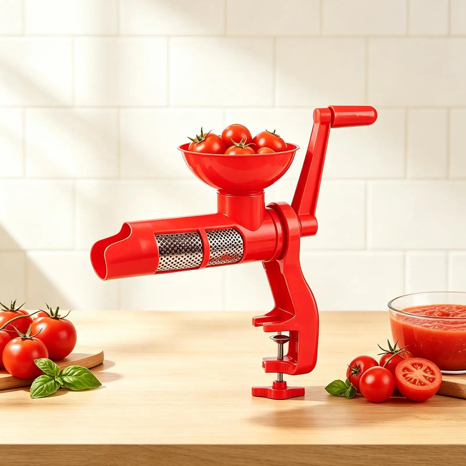 Manual Tomato Sauce Maker Machine Hand Crank Juicer & Food Processor with Filter for Purees Jams Fruits Vegetables