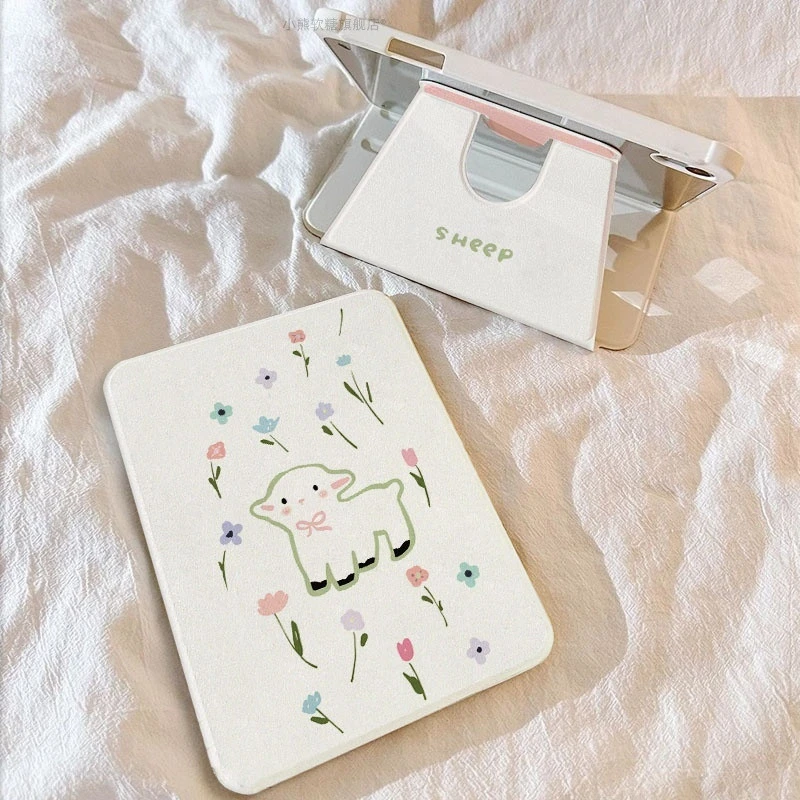 Cute Flower Sheep Tablet Case For iPad Pro 11 12.9 13 A16 M2 M4 M3 M5 Shell 9.7 10.2 5/6/7/8/9/10/11th Mini Air 3 4 5 6 7 Cover
