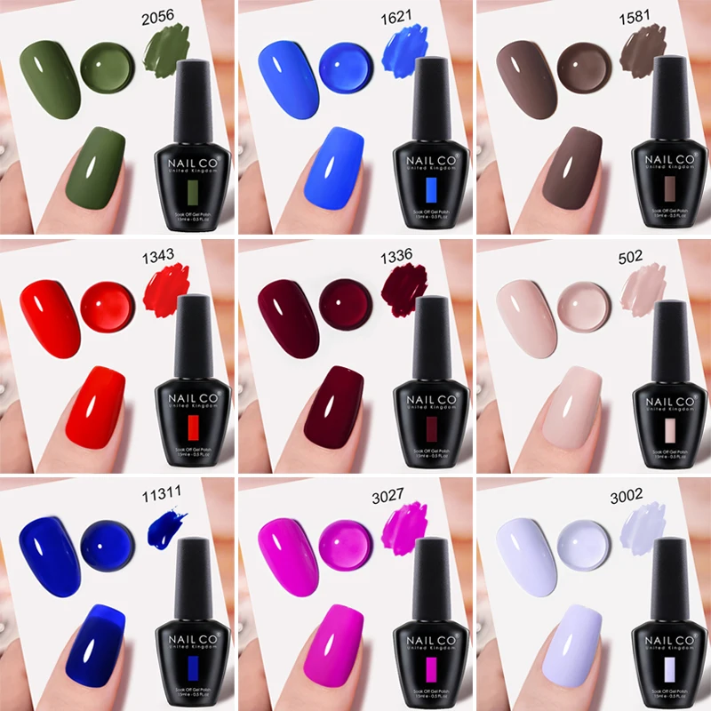NAILCO 15ml Nail Gel Polish Hema TPO Free Vernis Semi Permanent UV Varnish Nail Art Manicure TOP BASE Supplies Lakier Hrybrydowy