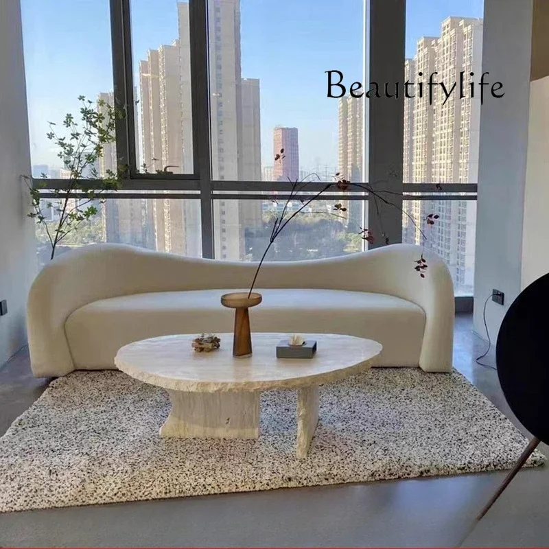 Y Creative Natural Marble Coffee Table Personalized Design Living Room Cave Stone Coffee Table Wabi **** Irregular Retro Tea Tab