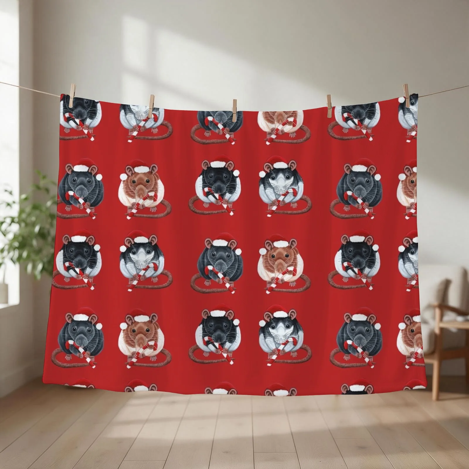 Festive Rats Throw Blanket Soft Plush Plaid Soft Big Kid'S Thin Blankets