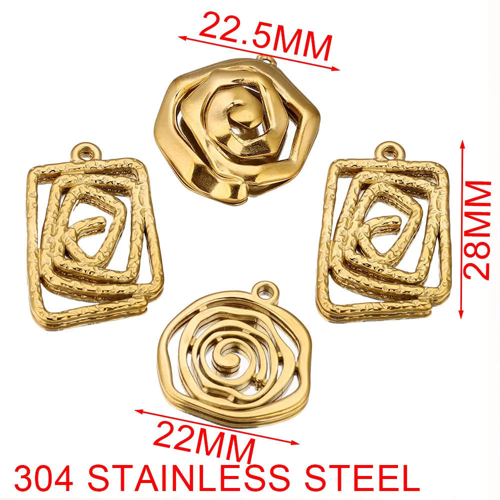 5PCS Stainless Steel Charm Spiral Swirl Irregular Geometric Frame Charm Metal Earring Necklace Bracelet Jewelry Making Materials - Detail 1