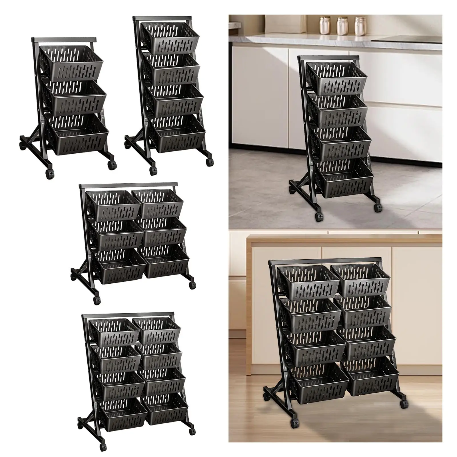 Rolling Cart with Wheels Simple Storage Organizer Trolley Multipurpose Utility Cart Mobile Shelving for Bathroom Dining Room