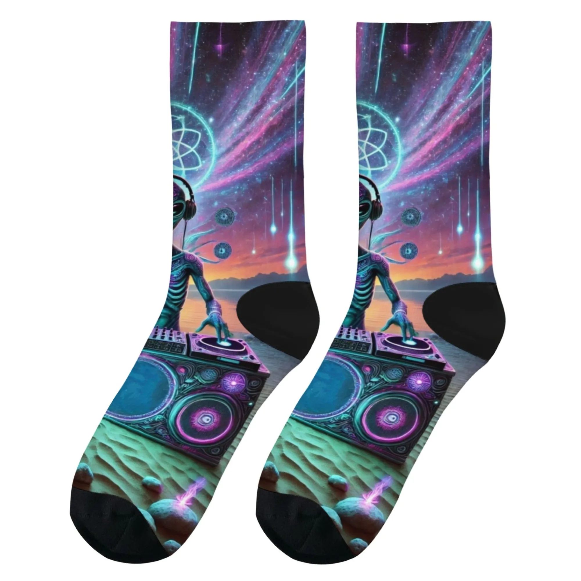 جوارب سعيدة مضحكة لحفلات الموسيقى الإلكترونية الغريبة، جوارب رجالية عصرية غير رسمية، جوارب ضغط على طراز الهيب هوب هاراجوكو هدية