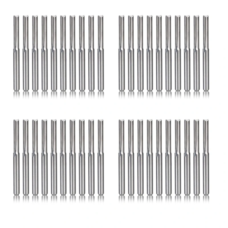 

GTBL 40Pcs 2 Flute Cnc Router Bits 3.175Mm Straight Slot Tungsten Steel Milling Cutter For Wood Plastic