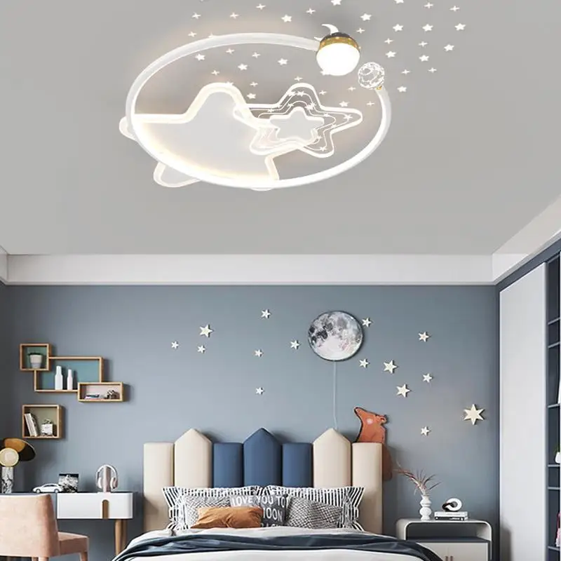 Imagem -02 - Luz de Teto do Quarto Infantil Proteção para os Olhos Estrela Céu Lua Arte Decoração do Lar Meninos Meninas Novo 2023