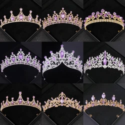 Purple Crystal Tiaras And Crowns Rhinestone Prom Diadem Crown For Women Bridal Wedding Hair Accessories Jewelry Crown Tiara Gift