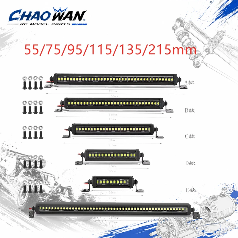 55/75/95/115/135/215mm RC LED Roof Light Bar, Multi-size Roof Lamp for Axial SCX10 90046 Traxxas TRX4 Slash Rustler 1/8 1/10 RC
