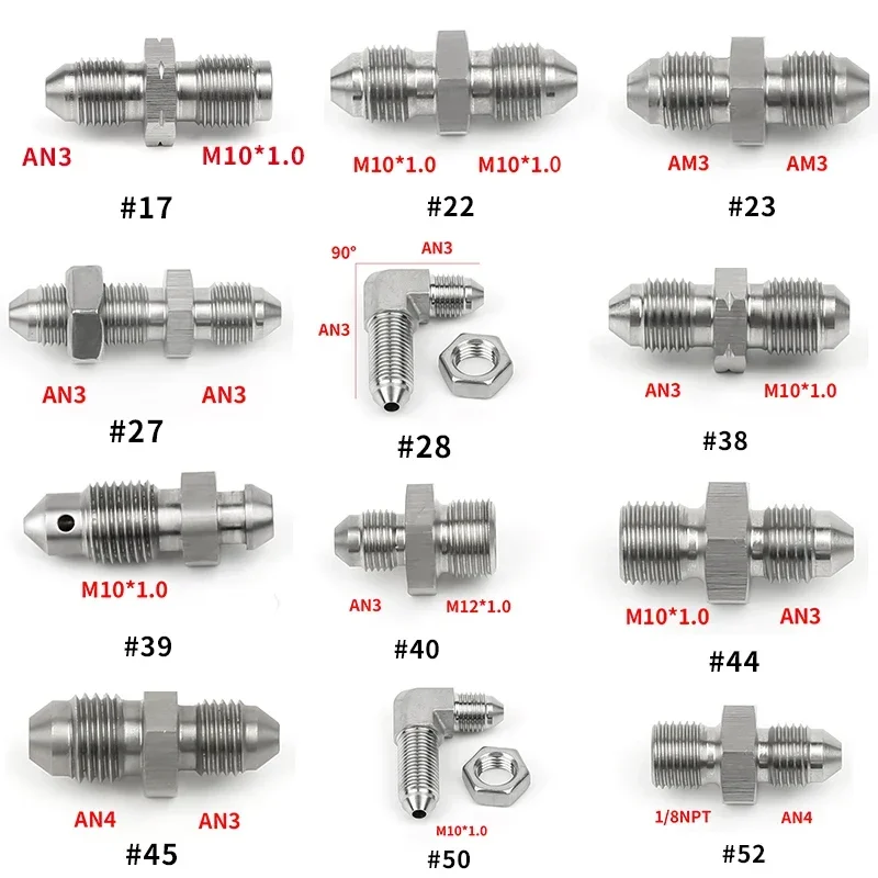 

BATTLE BEE Automotive Modification Accessories Brake Steel Throat Oil Pipe Stainless Steel Joint AN/AN4M10 * 1.0 Male Adapter