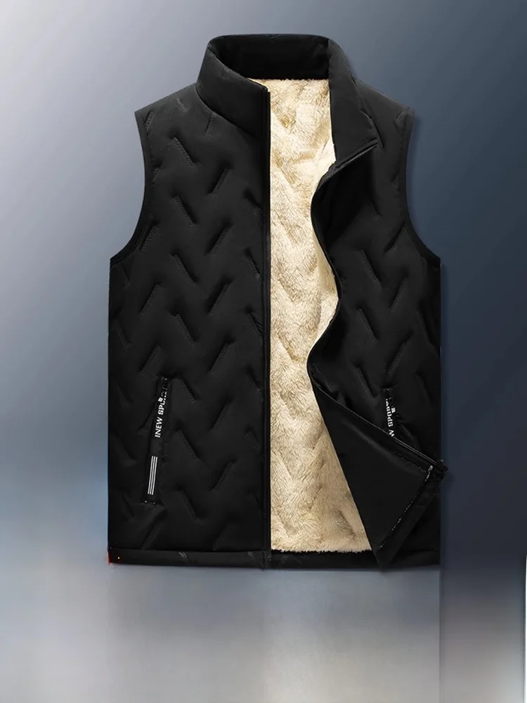 

Мужской утепленный жилет из овечьего бархата, осенне-зимняя новинка, повседневная хлопковая куртка, теплая верхняя одежда для отдыха, с декоративной молнией