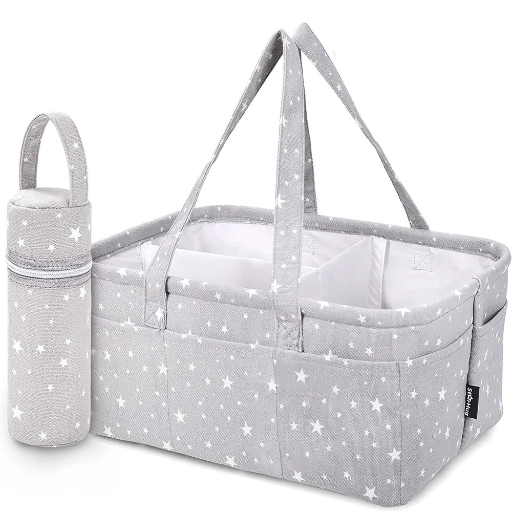 Baby Storage Nursery Organizer Basket Infant Diaper Bag with Handle Caddy Changing Nappy Kids Storage Carrier Without Bottle Bag