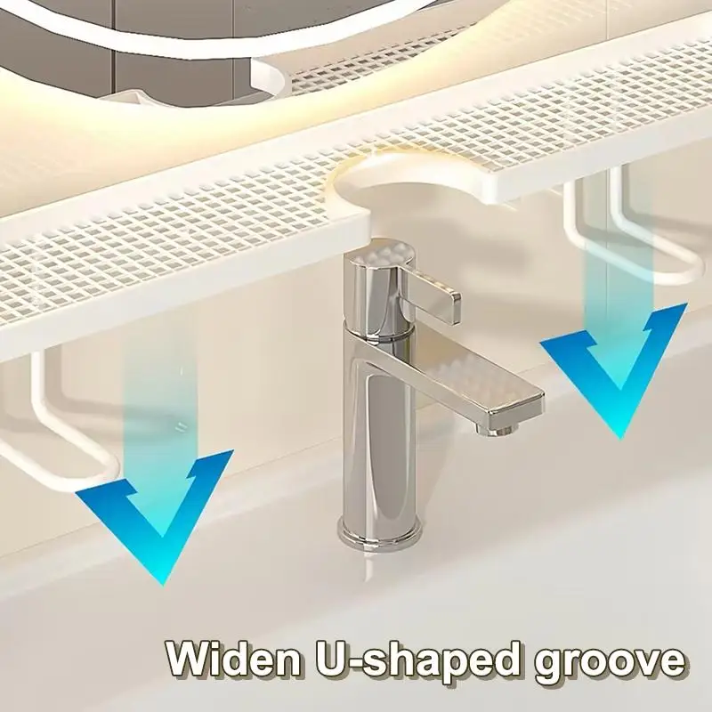 Over Sink Faucet Storage Shelf Large Capacity Hollow Drain Design For Bathroom