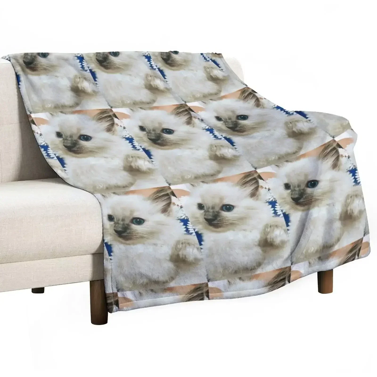 New Ragdoll kitten Throw Blanket Custom wednesday Bed covers Decorative Beds Shaggy Luxury Blankets