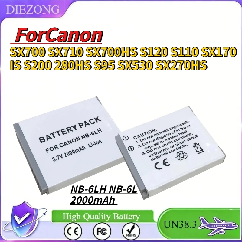 Fast Shipping For Cano n and  SX700 SX710 SX700HS S120 S110 SX170 IS S200 280HS S95 SX530 SX270HS NB-6LH NB-6L 2000mAh