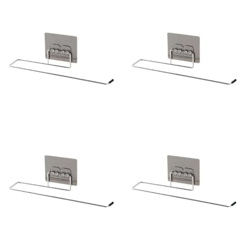 1/4 Of The Kitchen Wall Hanging Paper Towel Rack, Perforation-Free Dish Cloth, Plastic Wrap Stainless Steel Organizer Hooks image 4
