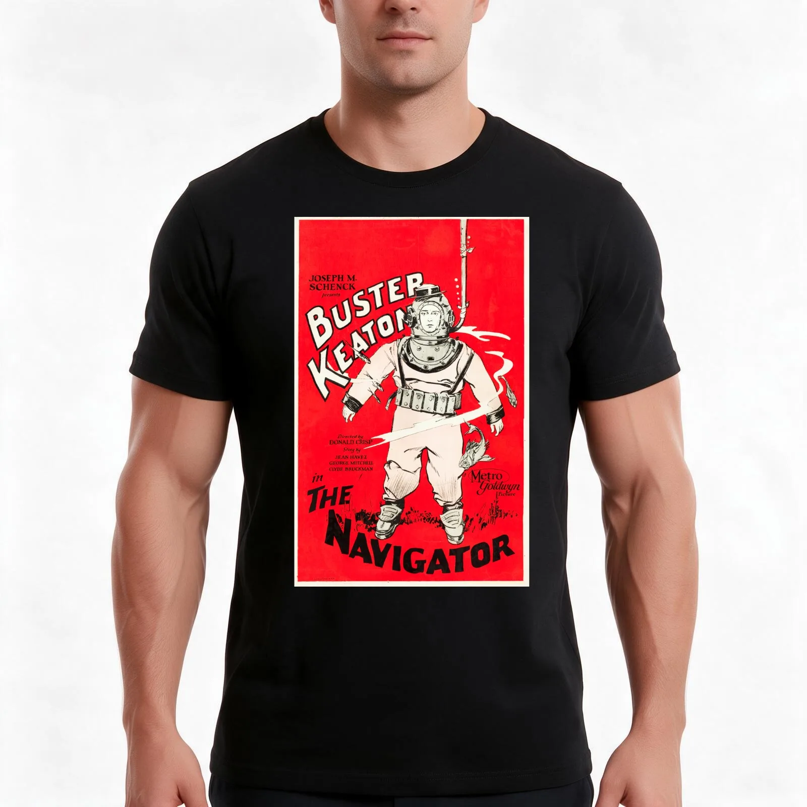 The Navigator (1924) Buster Keaton T-Shirt, Summer Casual Cotton Tee, Oversized Streetwear Tops, Vintage Graphic Print