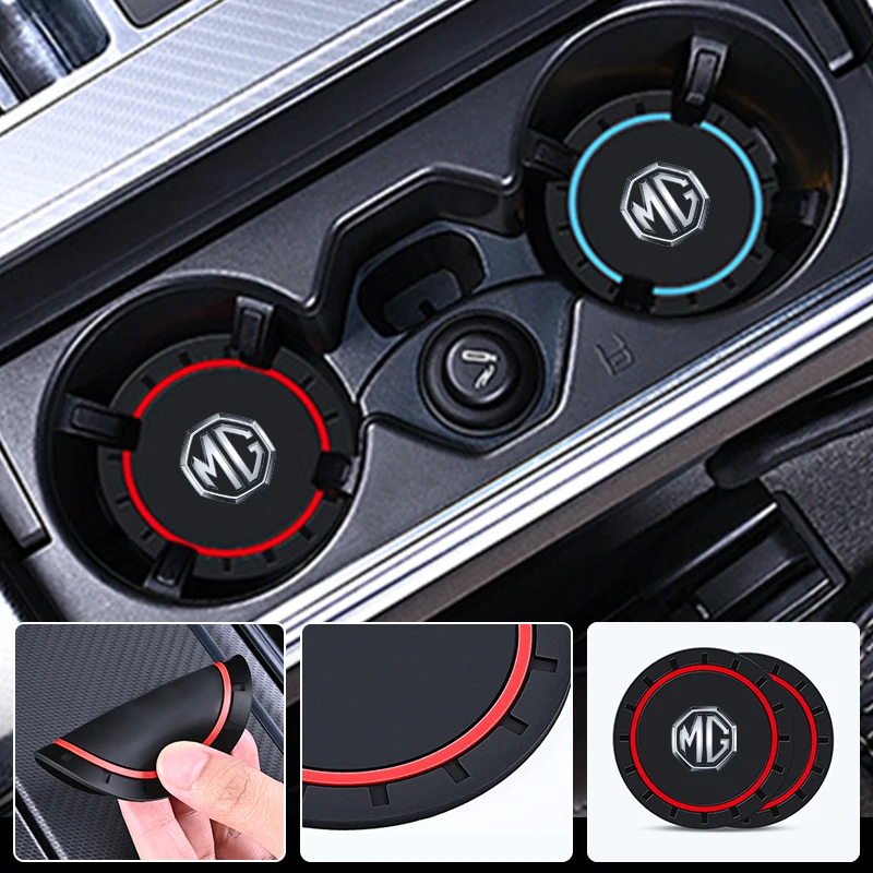 Car Cup Mat Silicone Coaster Non-Slip Waterproof Slot Pads For Morris Garages MG 3 5 6 7 HS ZS GS Hector TF GT ZR RX5 RX8 550 4