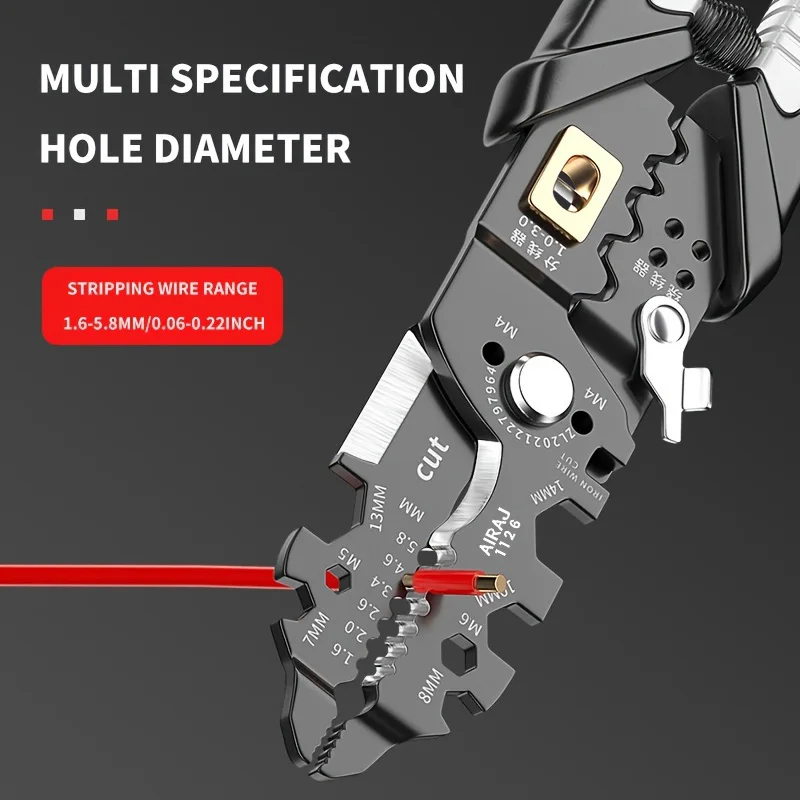 AIRAJ 8 Inch Universal Wire Stripper Professional Electrician Wire Stripper Peeling Network Cable Anti-Skid Portable Hand Tool