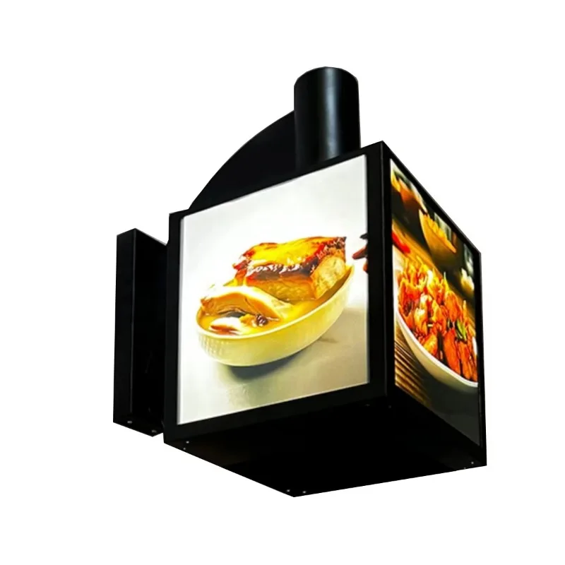 Side wall hanging catering dishes display menu billboard door sign rotating LED light box
