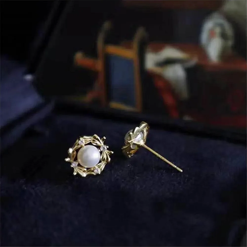 

925 Stamped Alloy Gold Plating Pearl Earrings Setting DIY Jewelry Findings, Craft Supplies Handmade Earrings Accessory No Pearl