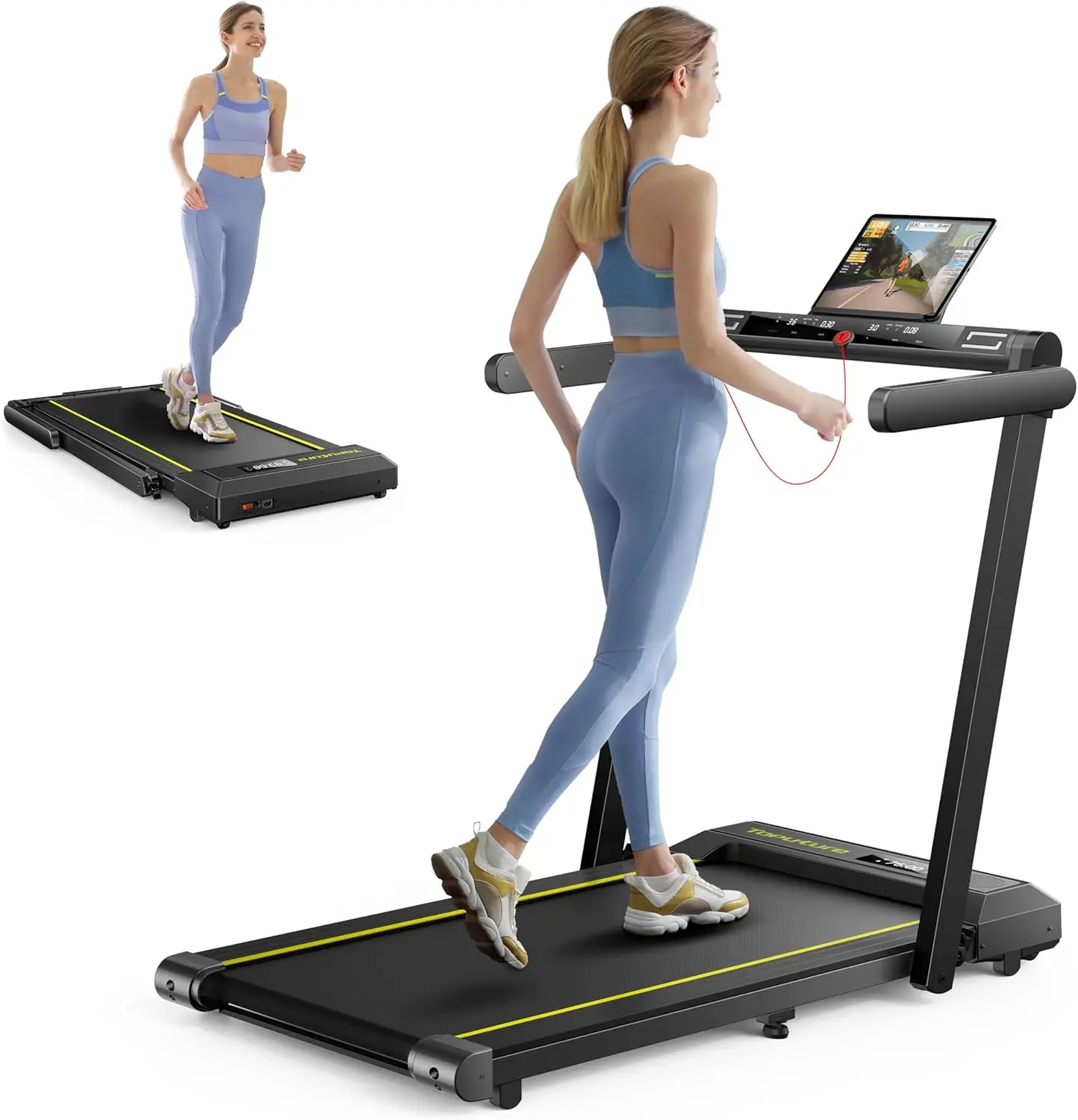 

2.5HP Under Desk Treadmill Portable Walking Pad Treadmills for Home Office with Dual LED Display, Larg