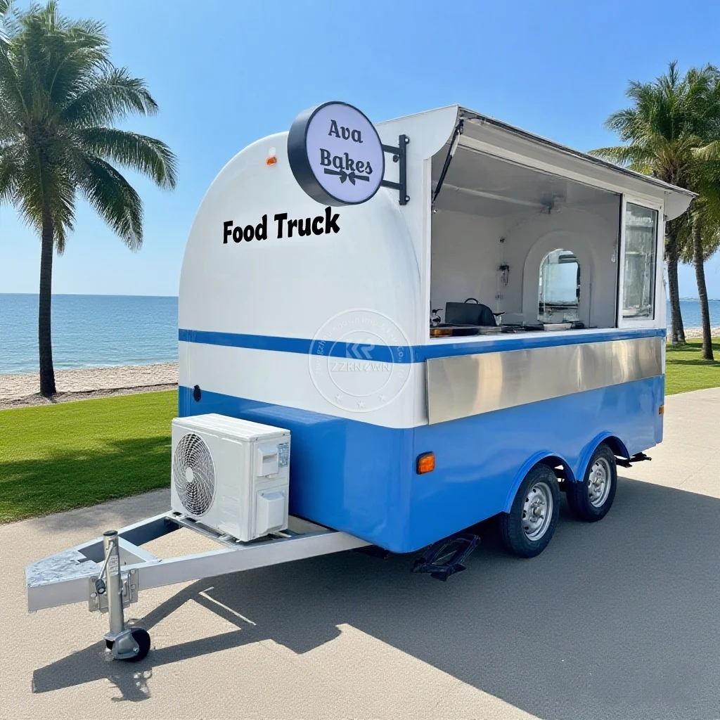 

Hot Sale Food Cart Mobile Food Truck Trailer Coffee Van For Sale Towable Kitchen Pizza Snack Food Trailer