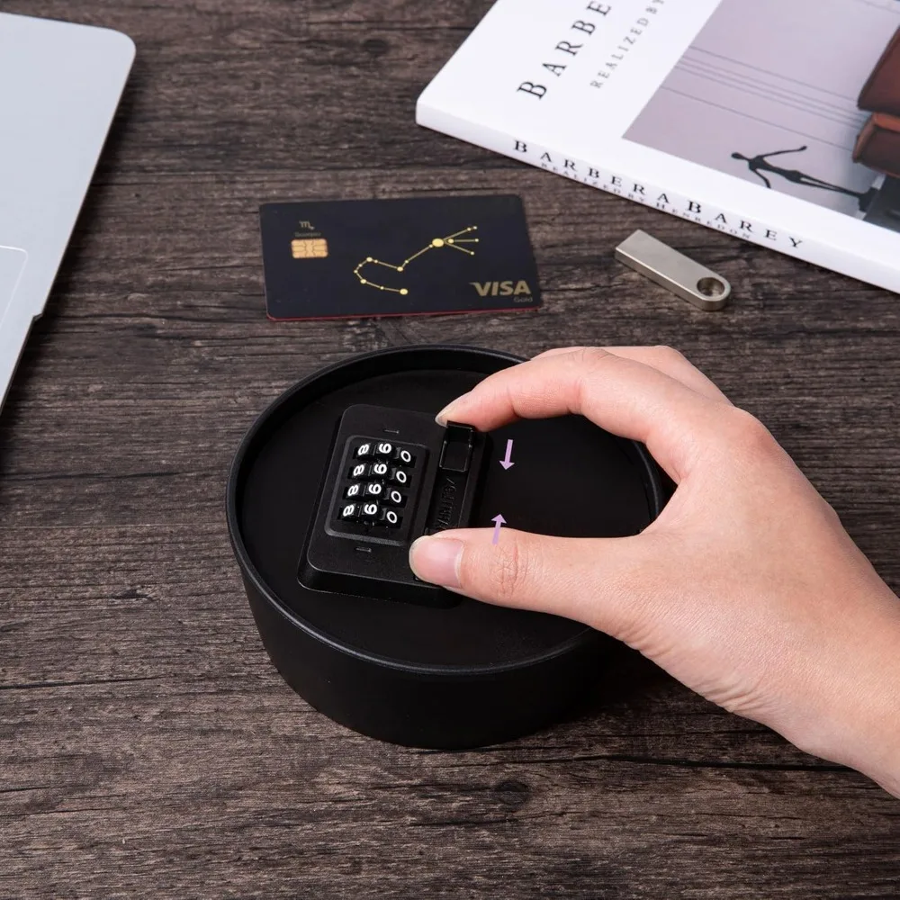 1PC Key Lock Box with Secret Storage, Portable Lock Box Large Capacity, Diversion Safe Key Lock Box with Code for Home, Office