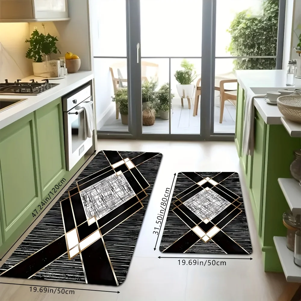 Irregular diamond-patterned Bohemian-inspired luxury-casual style doormats for kitchens, living rooms, and bathroom entryways