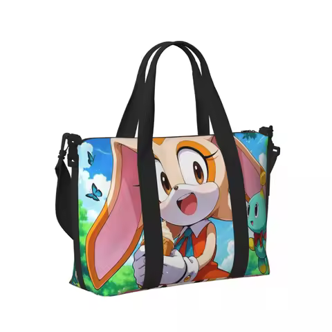 Cream The Rabbit S-Sonic-S T-The-S H-Hedgehog-S Beach Travel Bag Tote Bags for Gym Sport Women Shopping Duffle Shoulder Bag