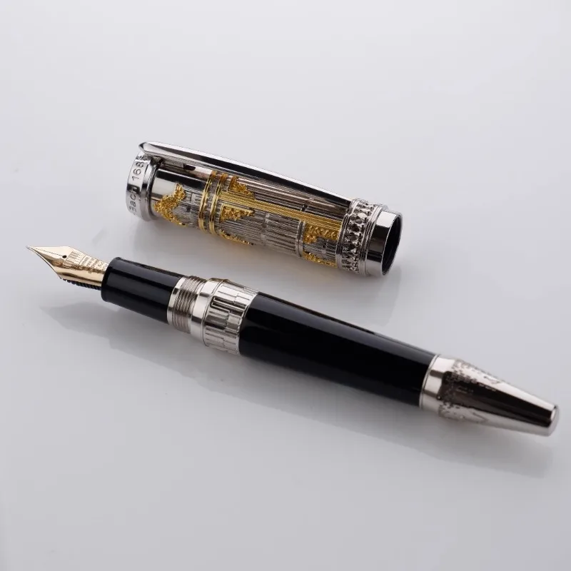 Tang Yue Bach Fountain Pen F/M 0.5/0.7mm Nib Ink Pen Original Design Carved Steel Tip Office Writing Collection of Souvenir Gift