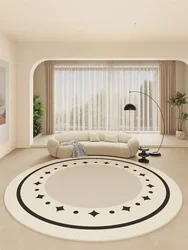 Alfombras redondas de estilo crema para sala de estar, alfombras de área grande, alfombra Beige para dormitorio, diseño de línea, alfombra decorativa para el hogar, alfombra creativa a rayas